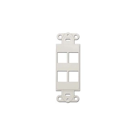 Cable Wholesale Decora Wall Plate Insert, White, 4 Keystone Jack 302-4D-W